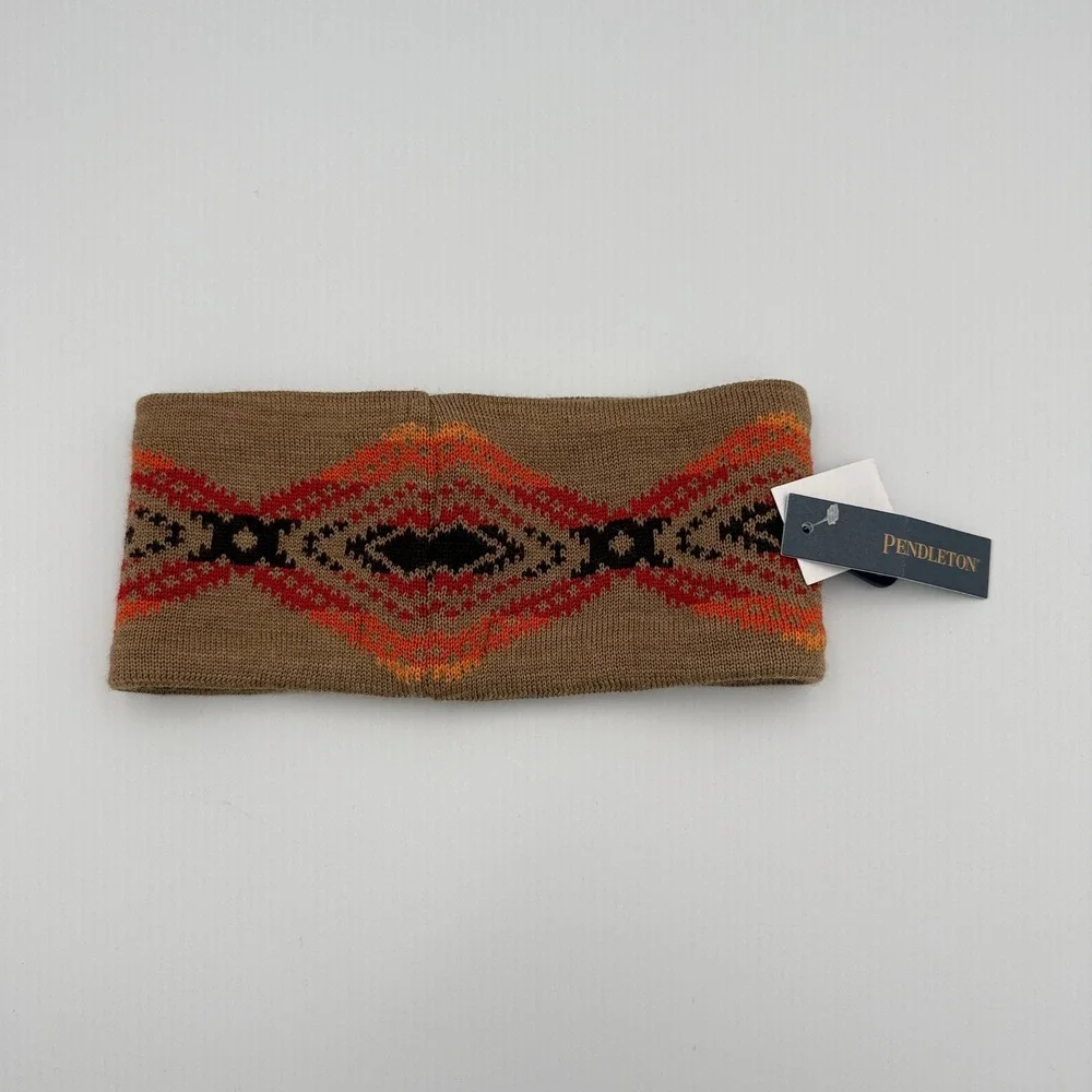 Pendleton Headband Unisex Southwestern Merino Wool OS Tan Orange Nehalem Tan NWT